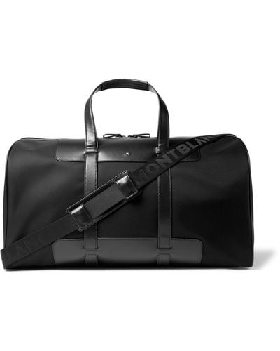 Montblanc Panelled Leather And Canvas Duffle Bag - Black