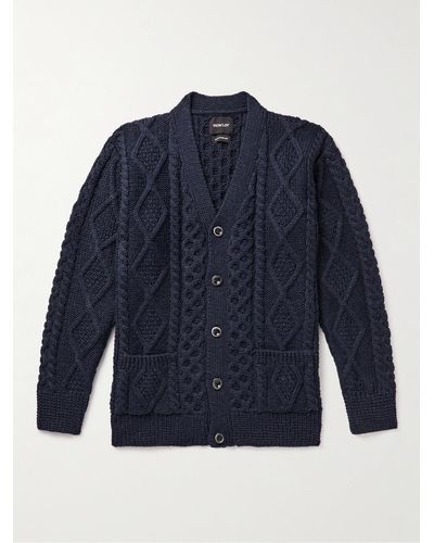 Howlin' Blind Flowers Cable-knit Wool Cardigan - Blue