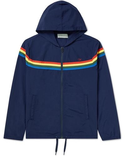Outerknown Nostalgic Striped Econyl Shell Hooded Jacket - Blue