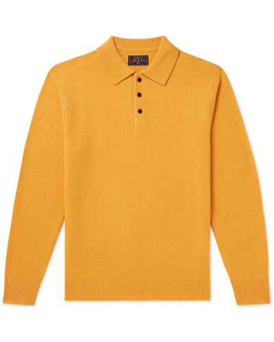 Beams Plus Wool Polo Shirt - Orange