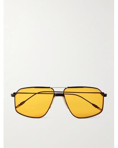 Jacques Marie Mage Jagger Aviator-style Titanium Sunglasses - Yellow