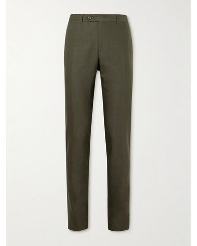 Canali Slim-fit Straight-leg Linen And Wool-blend Suit Pants - Green