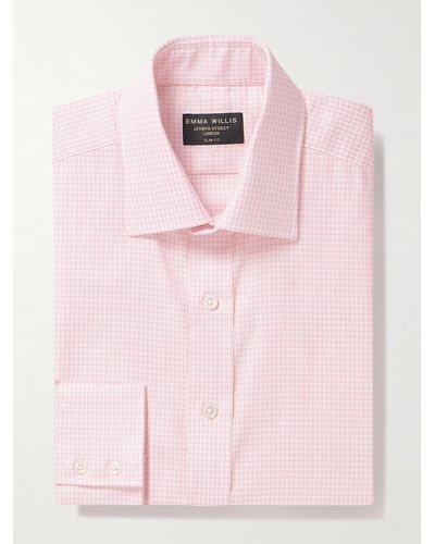 Emma Willis Schmal geschnittenes kariertes Hemd aus Baumwoll-Oxford - Pink