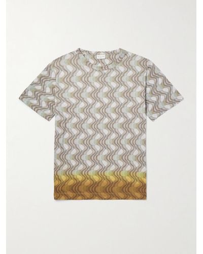 Dries Van Noten T-Shirt aus Baumwoll-Jersey mit Print in Dip-Dye-Färbung - Weiß