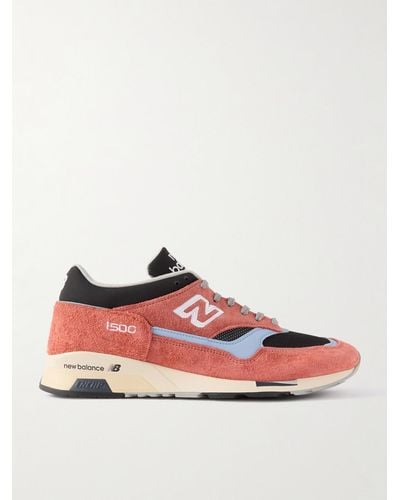 New Balance Miuk 1500 Leather And Mesh-trimmed Brushed-suede Trainers - Red