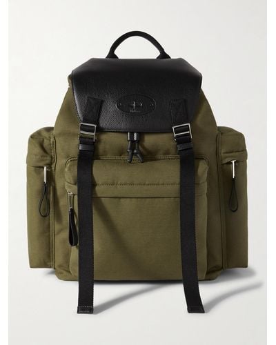 Mulberry Skye Cotton-canvas And Full-grain Leather Backpack - Green