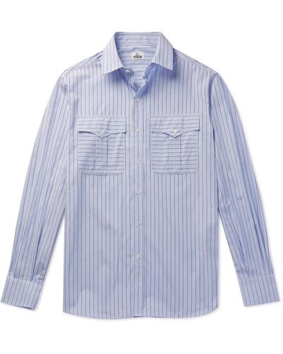 SEBLINE Safari Pinstriped Cotton-poplin Shirt - Blue