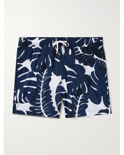 Onia Straight-leg Mid-length Floral-print Swim Shorts - Blue