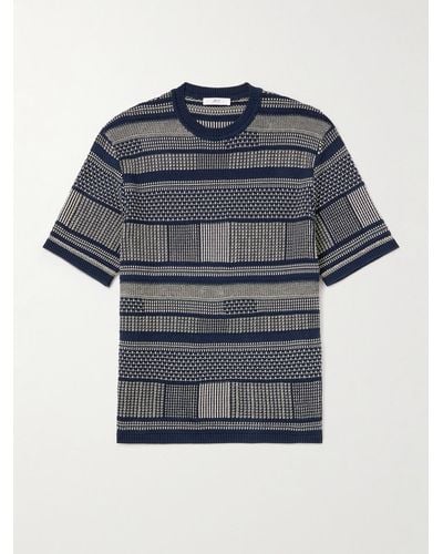 MR P. Jacquard-knit Cotton T-shirt - Blue
