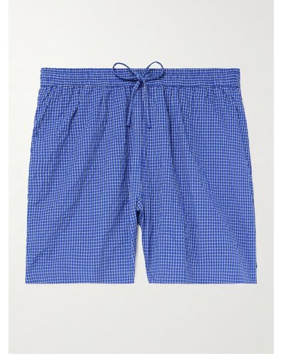 Rohe Straight-leg Checked Cotton-seersucker Drawstring Shorts - Blue