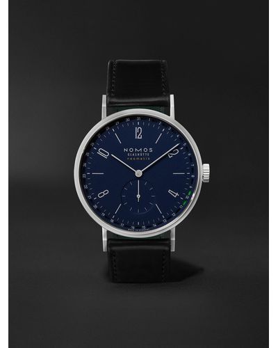 Nomos Tangente Neomatik 41 Automatic 41mm Stainless Steel And Cordovan Leather Watch, Ref. No. 182 - Blue