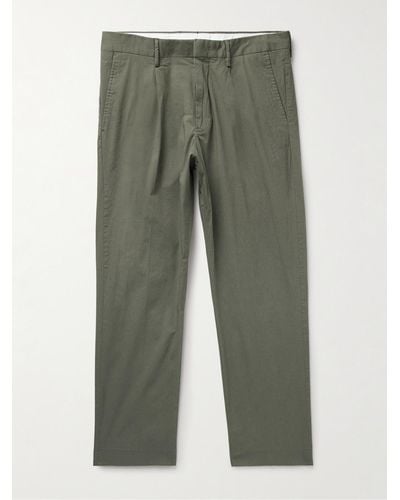 NN07 Bill 1449 Slim-fit Pleated Organic Cotton-blend Ripstop Trousers - Green