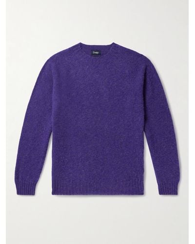 Drake's Pullover in lana vergine Shetland spazzolata - Viola