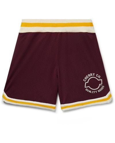 CHERRY LA Wide-leg Logo-print Stretch-knit And Mesh Shorts - Red