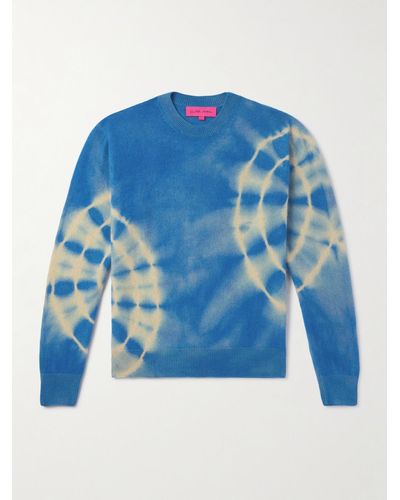 The Elder Statesman Spiral City Tranquility Pullover aus Kaschmir mit Batikmuster - Blau