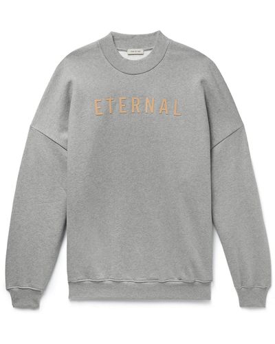 Fear Of God Flocked Cotton-jersey Sweatshirt - Gray