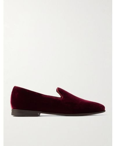 Manolo Blahnik Mario Grosgrain-trimmed Velvet Loafers - Red