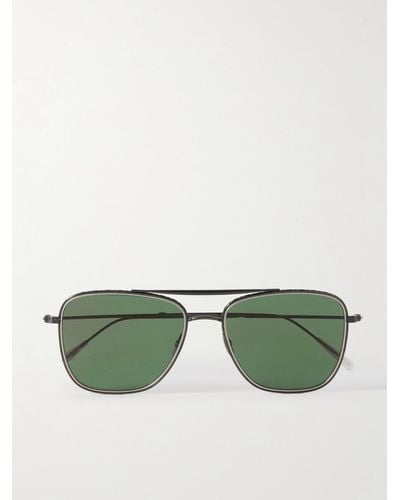 Mr. Leight Novarro Aviator-style Gold-tone Sunglasses - Green