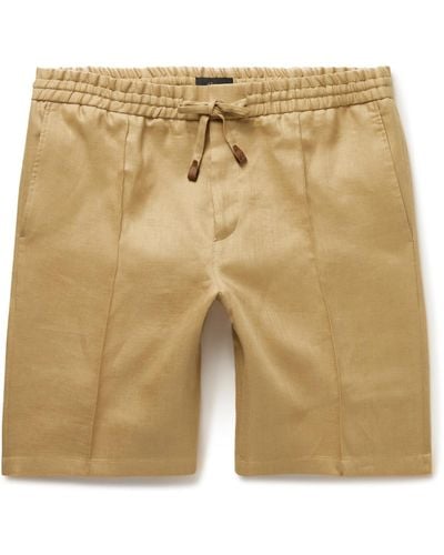 Brioni Sidney Straight-leg Linen And Cotton-blend Drawstring Bermuda Shorts - Natural