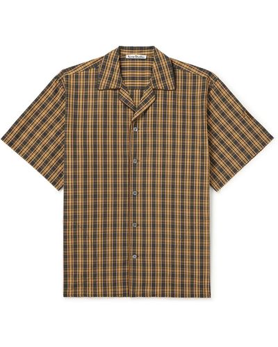 Acne Studios Samir Camp-collar Checked Cotton Shirt - Brown