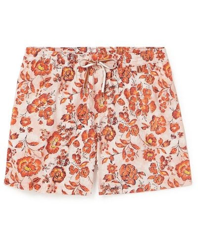 Loro Piana Straight-leg Mid-length Floral-print Swim Shorts - Red