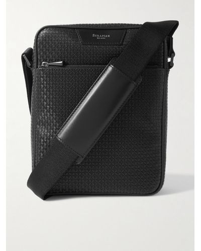 Serapian Leather-trimmed Stepan Coated-canvas Messenger Bag - Black