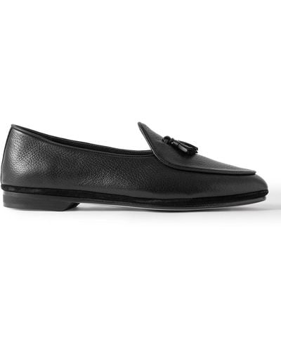 Rubinacci Marphy Leather-trimmed Suede Tasseled Loafers - Black