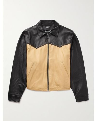 Enfants Riches Deprimes Studded Colour-block Leather Jacket - Black
