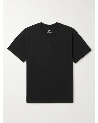 Nike T-shirt in jersey di cotone con logo ricamato Sportswear Premium Essentials - Nero
