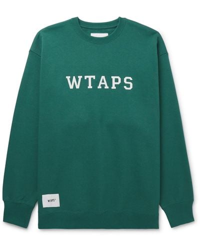WTAPS Logo-appliquéd Cotton-jersey Sweatshirt - Green