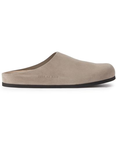 Common Projects Logo-debossed Suede Clogs - White