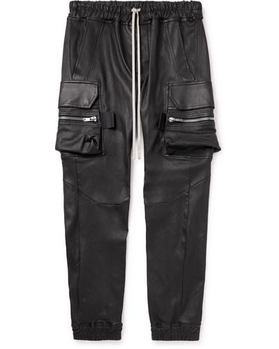 Rick Owens Mastodon Skinny-fit Leather Drawstring Cargo Pants - Black
