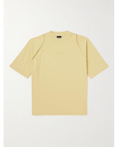 Jacquemus T-shirt in jersey di cotone biologico con logo ricamato Camargu - Neutro