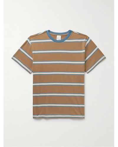 Nudie Jeans Leffe Striped Slub Cotton-jersey T-shirt - Brown