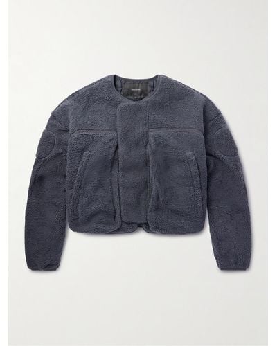 Entire studios Oversized Cropped Ripstop-trimmed Padded Fleece Jacket - Blue