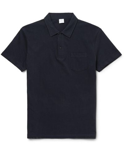 Sunspel Riviera Slim-fit Cotton-mesh Polo Shirt - Blue