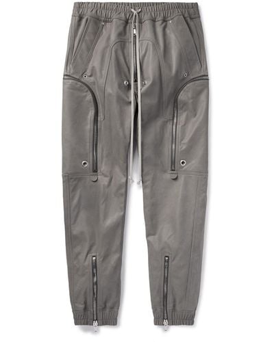 Rick Owens Bauhaus Tapered Leather Cargo Drawstring Pants - Gray