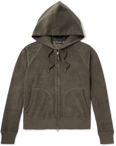 Tom Ford Towelling Cotton-terry Zip-up Hoodie - Gray