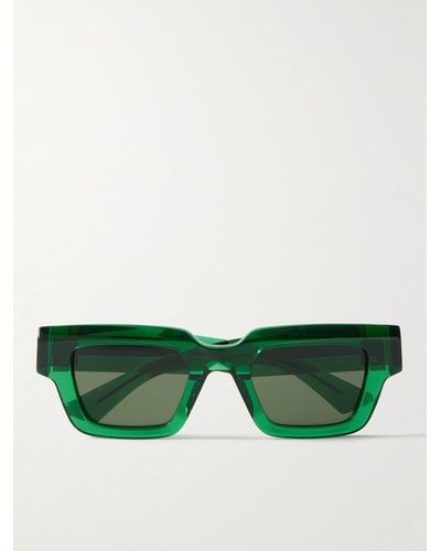 Bottega Veneta Rectangular-frame Acetate Sunglasses - Green