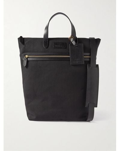 Polo Ralph Lauren Leather-trimmed Canvas Tote Bag - Black