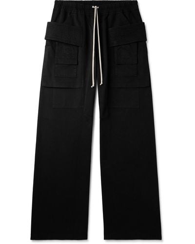 Rick Owens Creatch Wide-leg Cotton-twill Drawstring Cargo Pants - Black