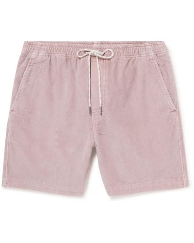Faherty Straight-leg Organic Cotton-blend Corduroy Drawstring Shorts - Pink