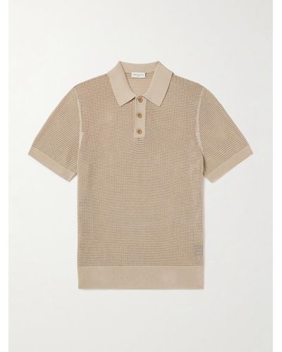 Dries Van Noten Pointelle-knit Polo Shirt - Natural