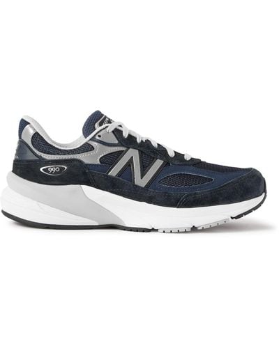 New Balance 990 V6 Leather-trimmed Suede And Mesh Sneakers - Blue