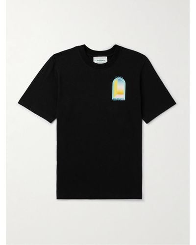 Casablancabrand L'Arc Colore T-Shirt aus Biobaumwoll-Jersey mit Logoprint - Schwarz