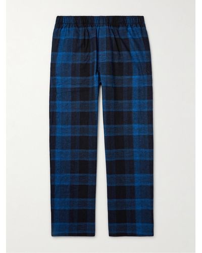 Calvin Klein Checked Cotton-flannel Pyjama Trousers - Blue