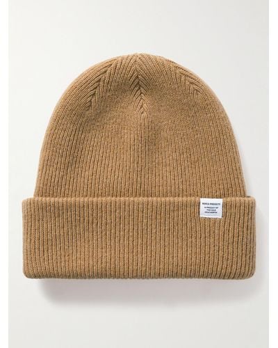 Norse Projects Logo-appliquéd Ribbed Merino Wool Beanie - Natural