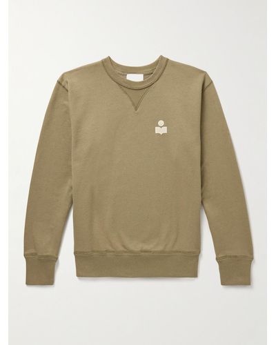 Isabel Marant Mike Logo-flocked Cotton-blend Jersey Sweatshirt - Natural