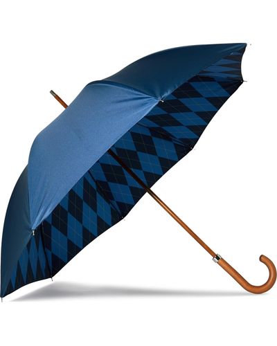 Kingsman London Undercover Argylle Wood-handle Umbrella - Blue