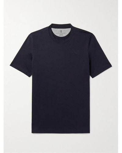 Brunello Cucinelli T-shirt in jersey di cotone - Blu